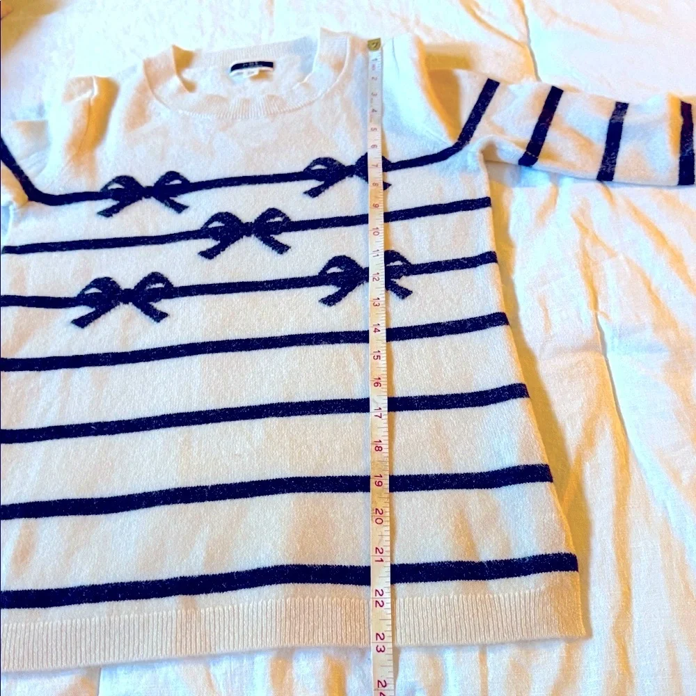 J.Crew cashmere sweater with stripe/bow pattern